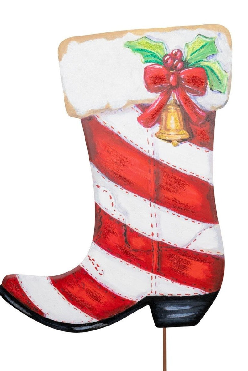 Shop For Yard Candy Cane Cowboy Boot (Stake/Hanger/Easel)