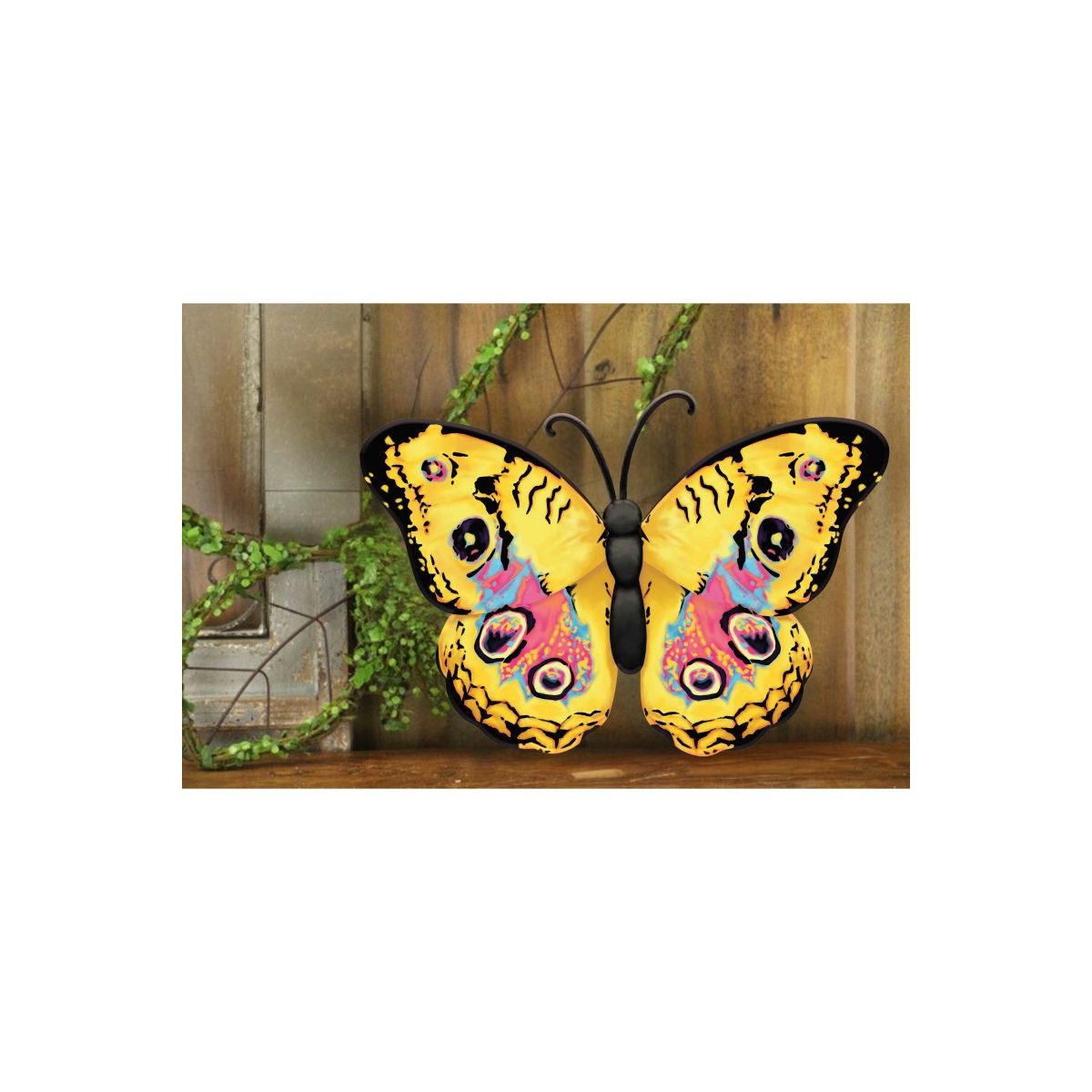 Shop For Yellow Pink Metal Monarch Butterfly Sign