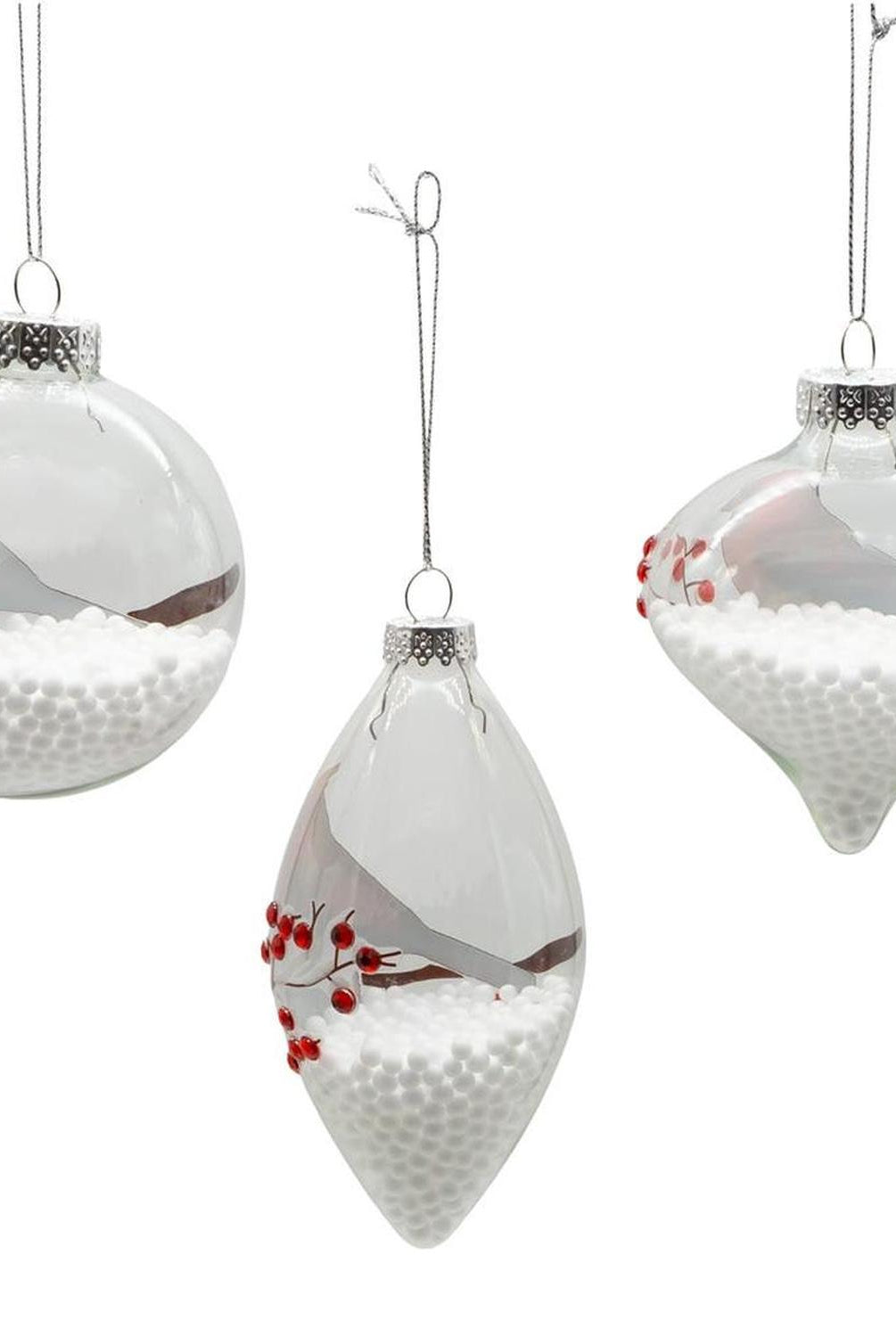 Kurt Adler 80MM Glass Cardinal Ornaments, 3-Piece Set
