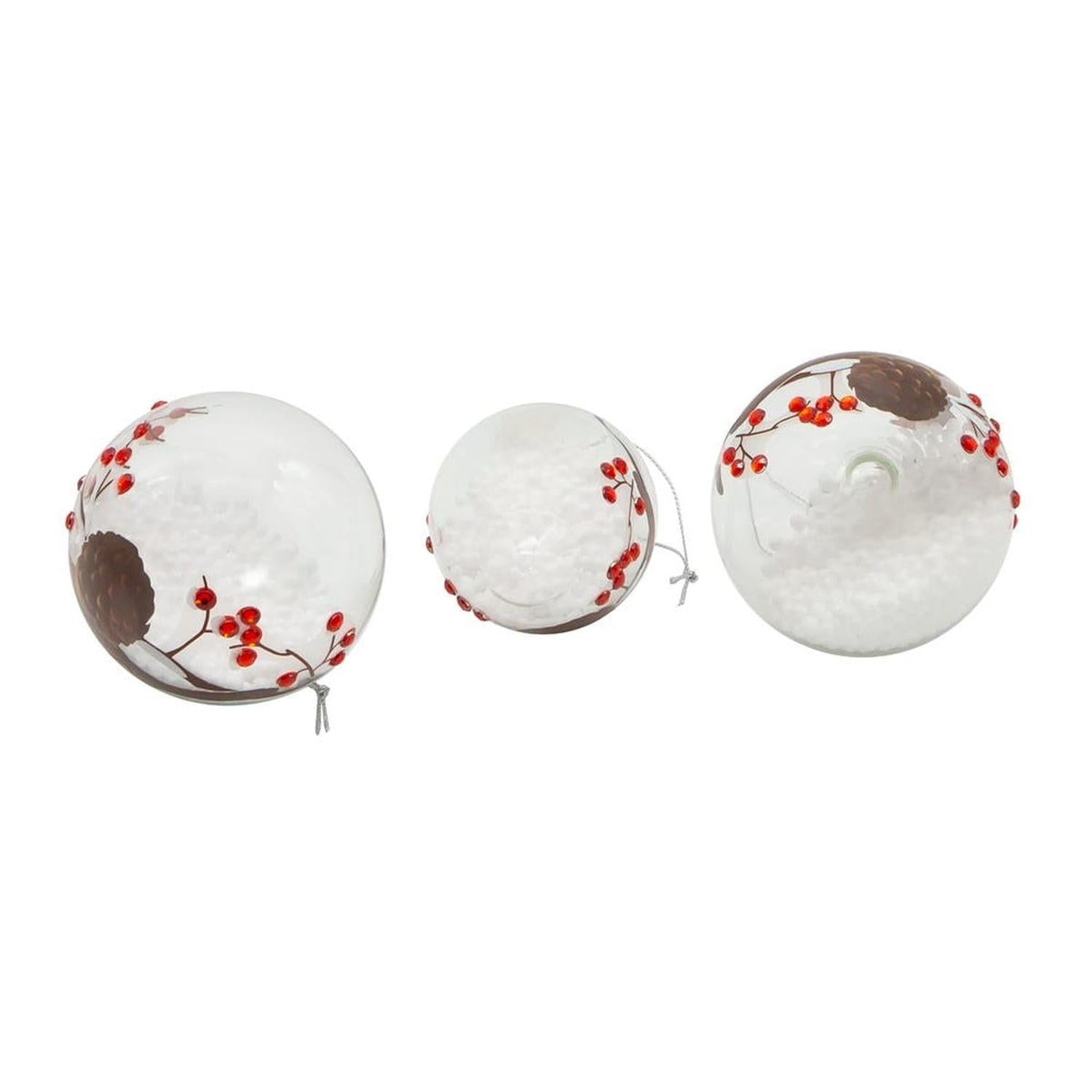 Kurt Adler 80MM Glass Cardinal Ornaments, 3-Piece Set