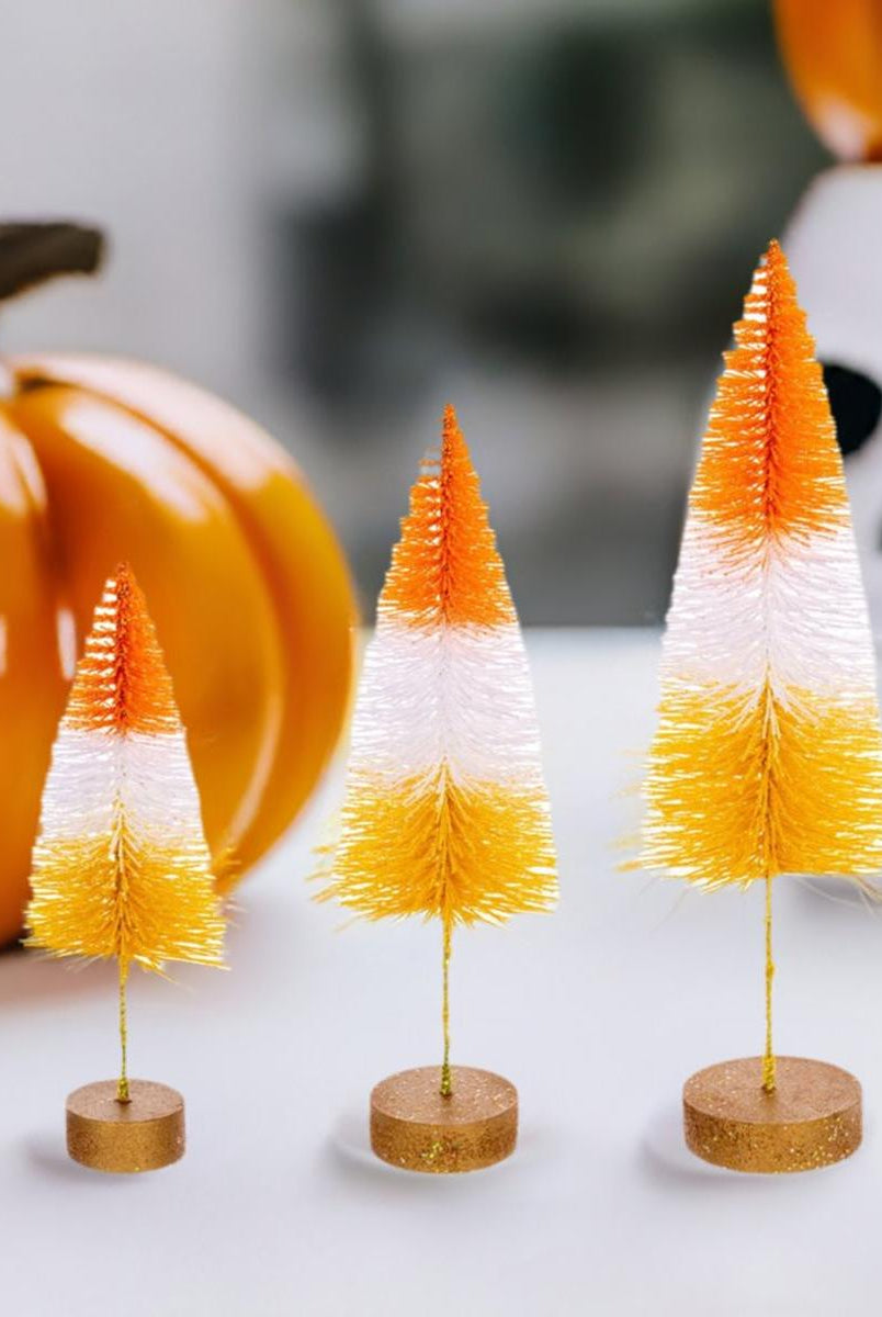 Shop For Halloween Orange Bottle Brush Tree (Set of 3) at Michelle's aDOORable Creations