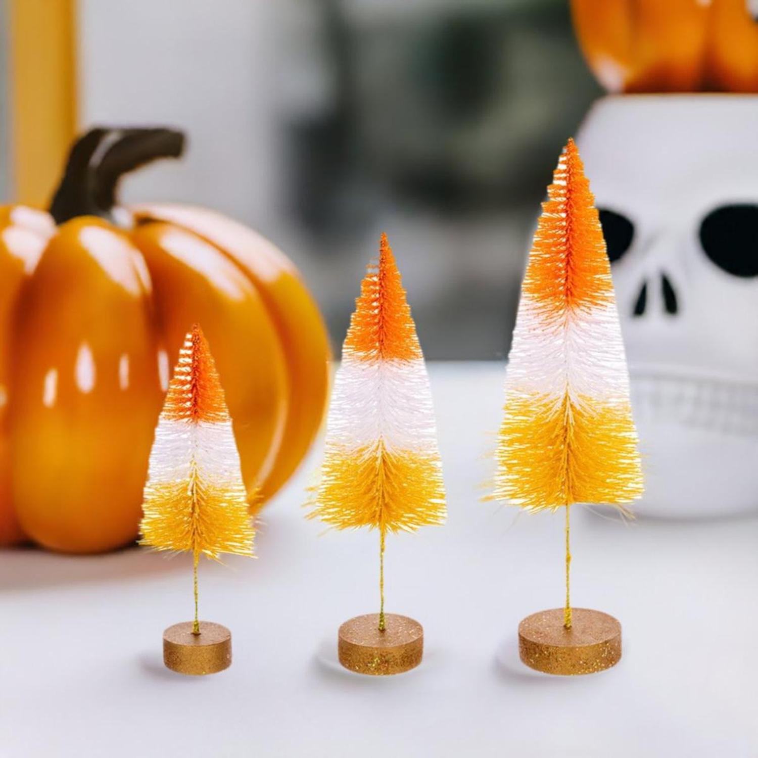 Shop For Halloween Orange Bottle Brush Tree (Set of 3) at Michelle's aDOORable Creations
