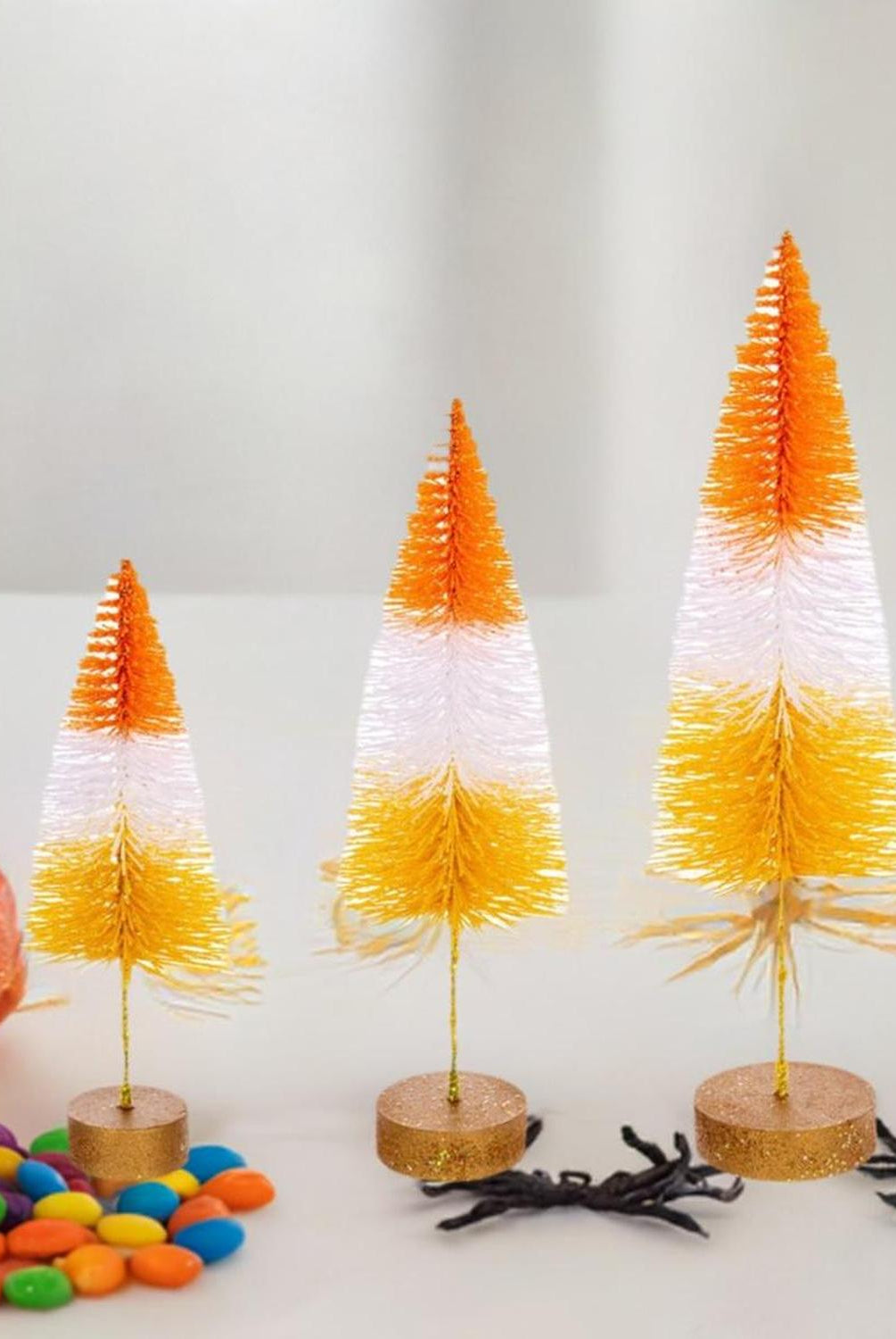 Shop For Halloween Orange Bottle Brush Tree (Set of 3) at Michelle's aDOORable Creations