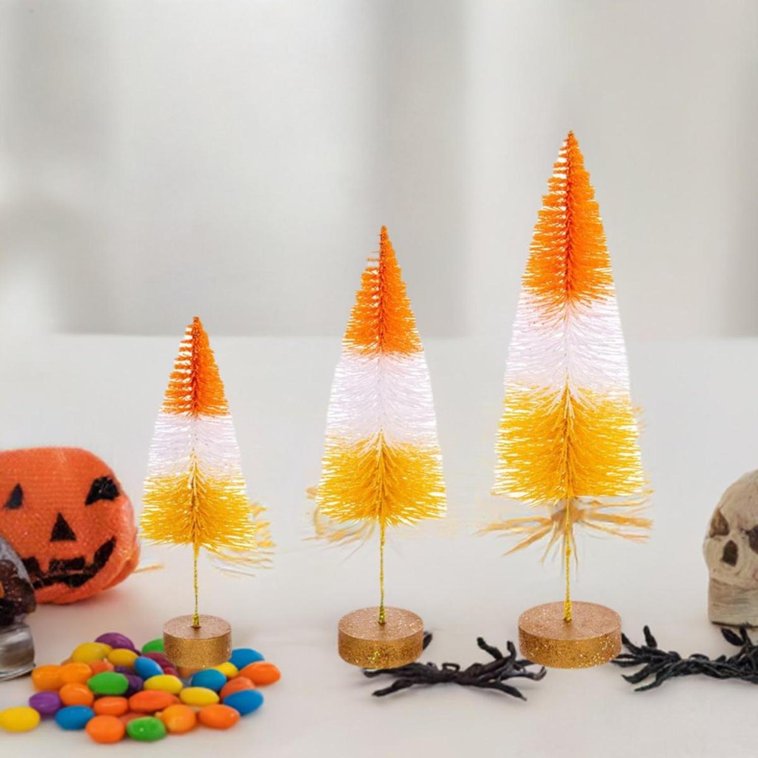 Shop For Halloween Orange Bottle Brush Tree (Set of 3) at Michelle's aDOORable Creations