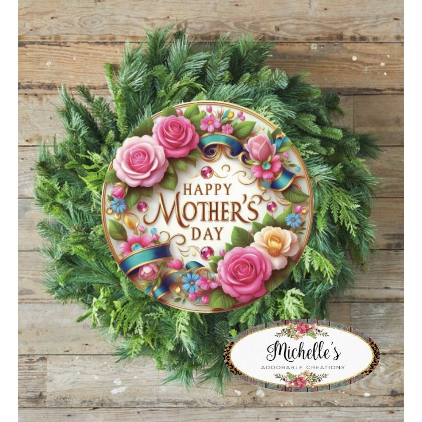 Shop For Happy Mother's Day Pink Jewel Round Sign at Michelle's aDOORable Creations
