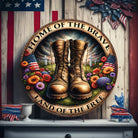 Shop For Home of The Brave Land Of Free Military Boots Sign at Michelle's aDOORable Creations