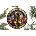 Shop For Home of The Brave Land Of Free Military Boots Sign at Michelle's aDOORable Creations