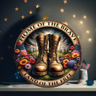 Shop For Home of The Brave Land Of Free Military Boots Sign at Michelle's aDOORable Creations