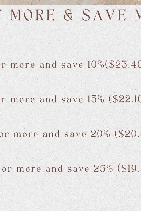 Bulk discount pricing chart for mini Christmas cabinet wreaths showing tiered savings from 10% to 25% off.