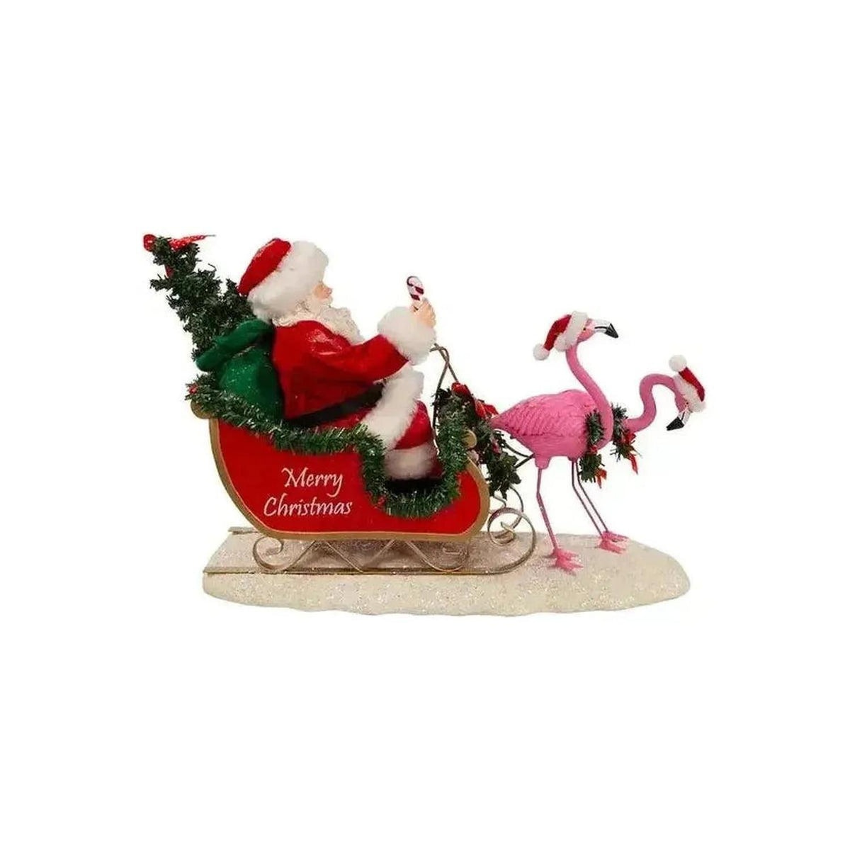 Kurt Adler 10" Fabriché™ Santa In Sleigh With Flamingos
