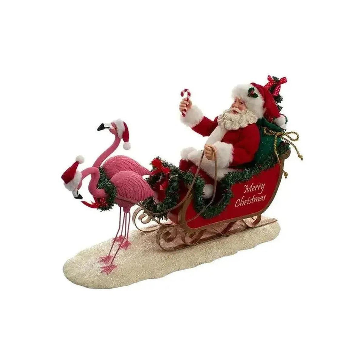 Kurt Adler 10" Fabriché™ Santa In Sleigh With Flamingos