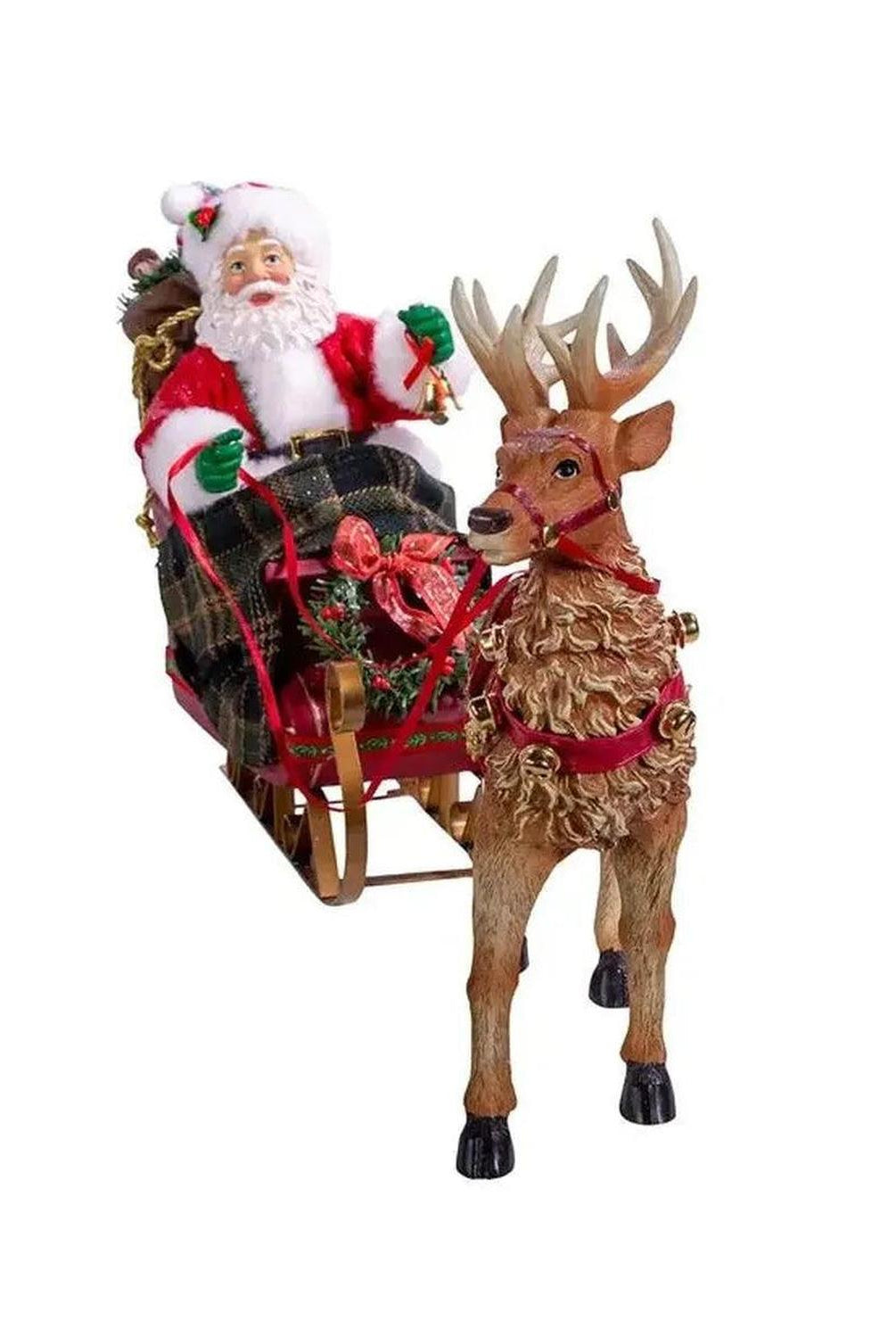 Kurt Adler 10-Inch Santa in Sleigh with Deer