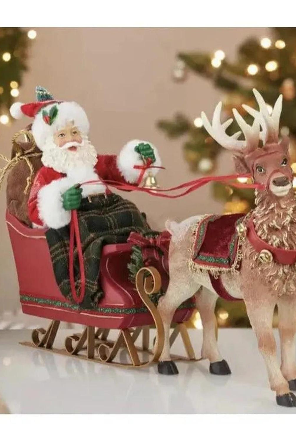 Kurt Adler 10-Inch Santa in Sleigh with Deer