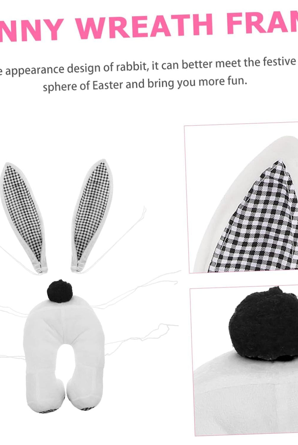 Shop For Plush Bunny Wreath Accent: Black & White at Michelle's aDOORable Creations