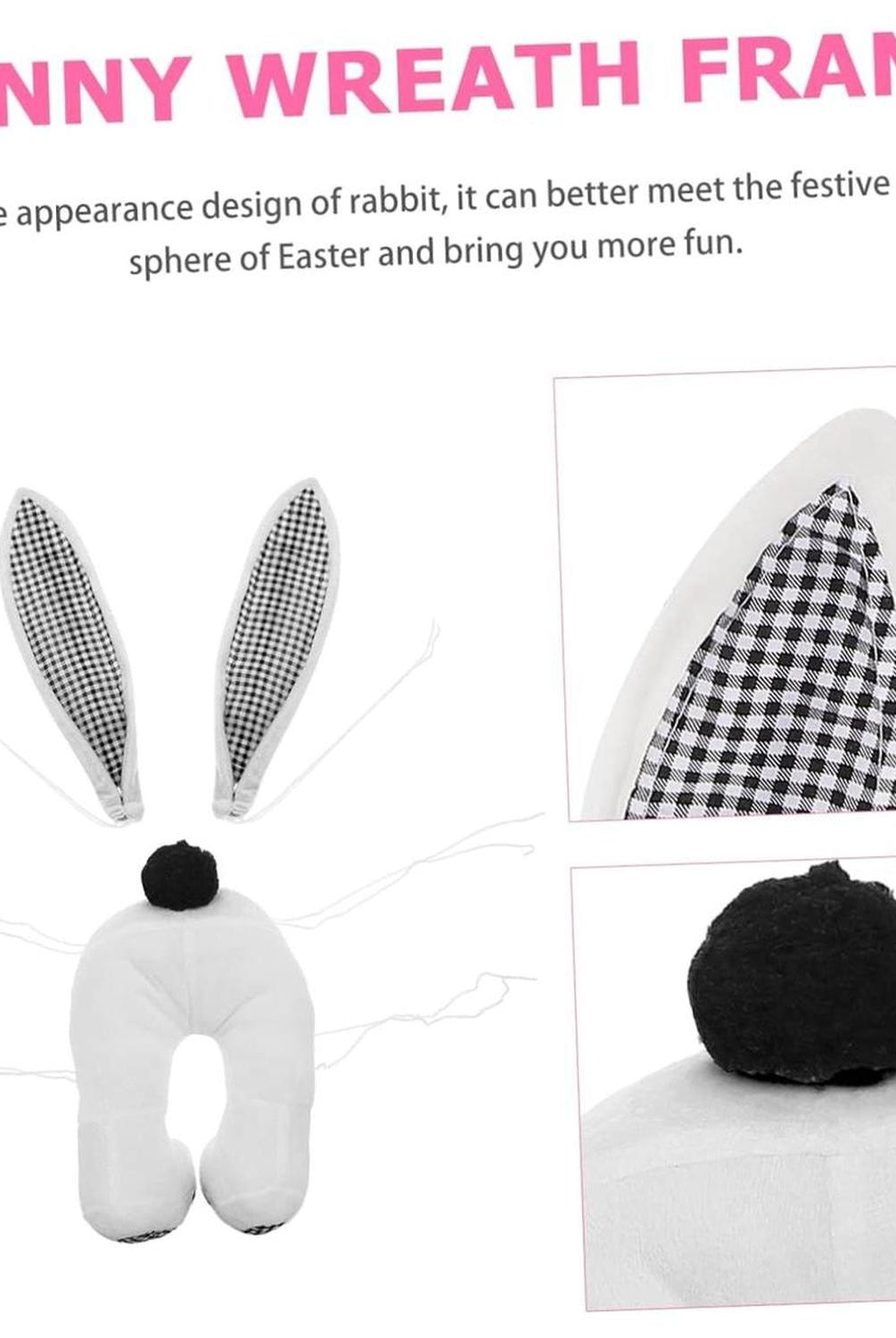 Shop For Plush Bunny Wreath Accent: Black & White at Michelle's aDOORable Creations