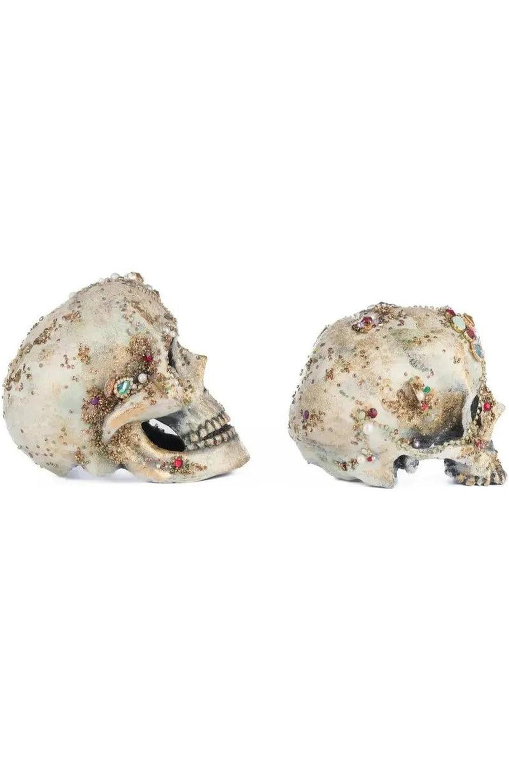 Tabletop Jewel Encrusted Skulls Set of 2