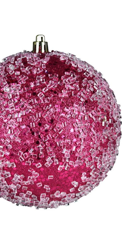 Vickerman 4" Fuchsia Glitter Hail Ball Ornament (Set of 6) - Michelle's aDOORable Creations - Holiday Ornaments