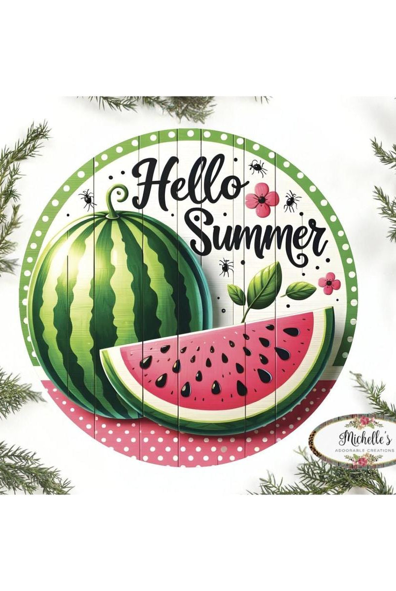 Shop For Watermelon Hello Summer Round Sign at Michelle's aDOORable Creations