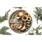 Shop For Welcome Cowboy Boots Sunflower Round Sign at Michelle's aDOORable Creations