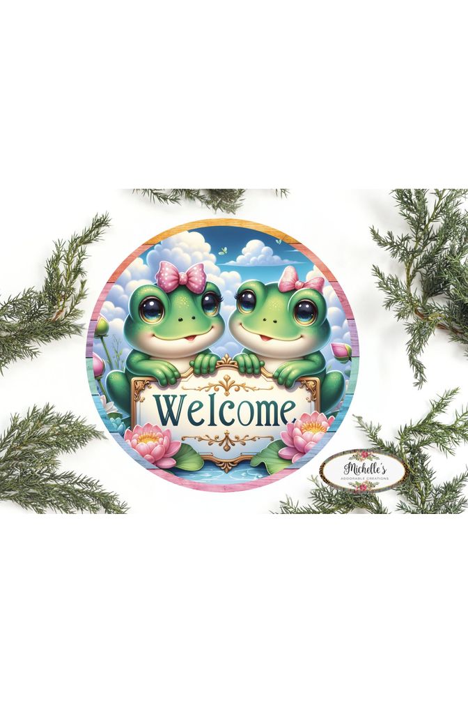 Welcome Double Frog Round Sign - Michelle's aDOORable Creations - Signature Signs
