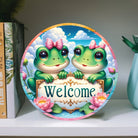Shop For Welcome Double Frog Round Sign at Michelle's aDOORable Creations