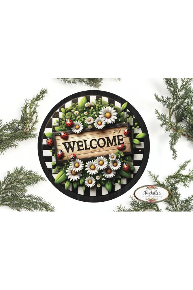 Welcome Ladybug Daisy Round Sign - Michelle's aDOORable Creations - Signature Signs