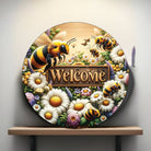 Shop For Welcome Large Bumblebee Daisy Round Sign at Michelle's aDOORable Creations