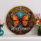 Shop For Welcome Monarch Orange Butterfly Round Sign at Michelle's aDOORable Creations