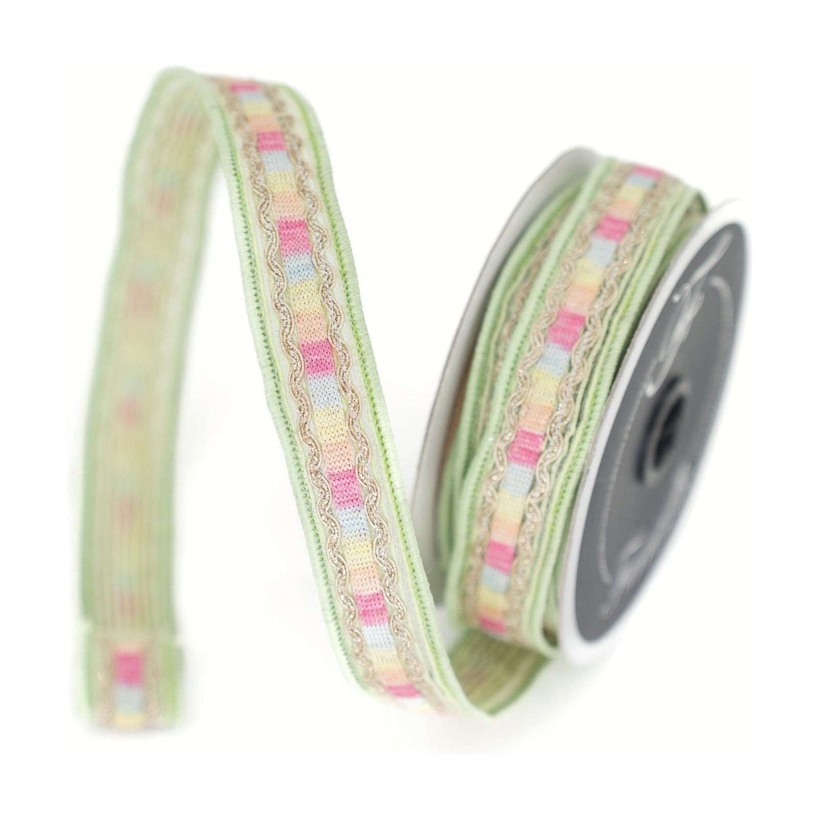 Shop For 1" Pastel Border Ribbon: Green (10 Yards) at Michelle's aDOORable Creations