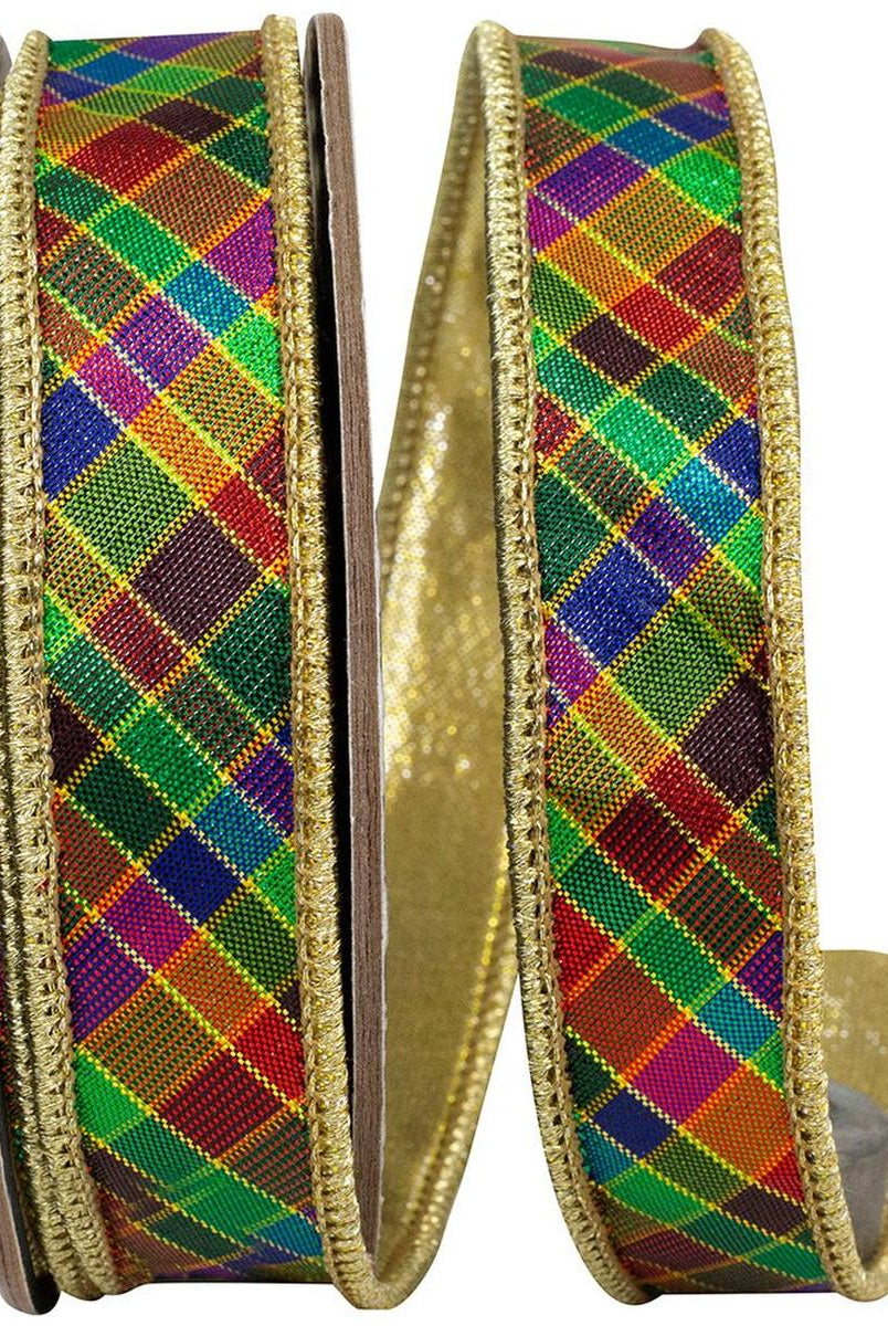 Shop For 1" Plaid Metallic Jewel Tone Ribbon: Multi (5 Yards) at Michelle's aDOORable Creations