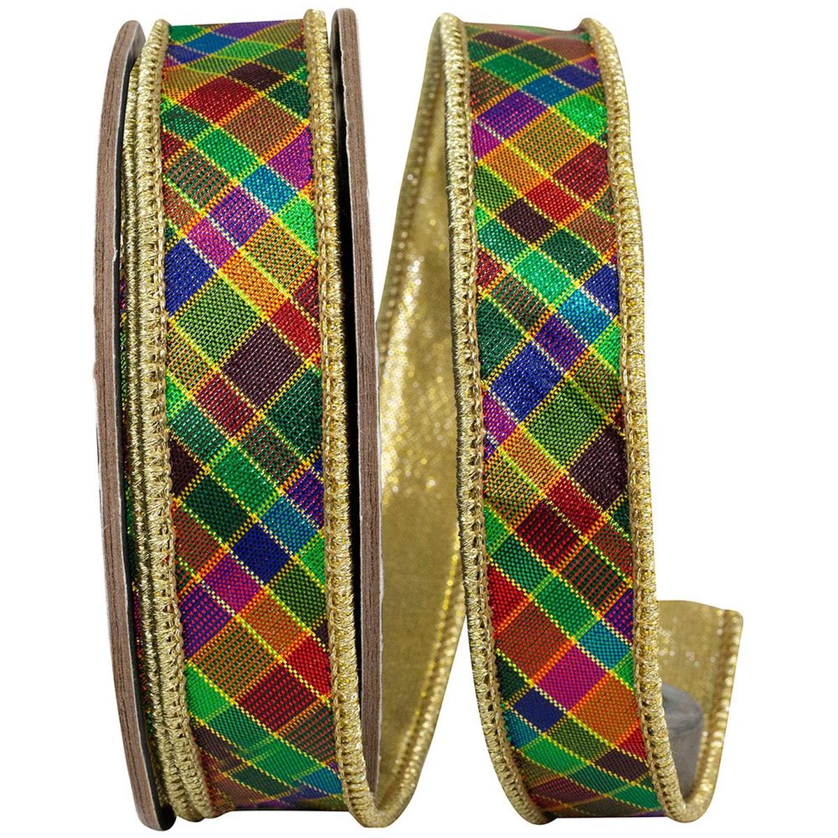 Shop For 1" Plaid Metallic Jewel Tone Ribbon: Multi (5 Yards) at Michelle's aDOORable Creations
