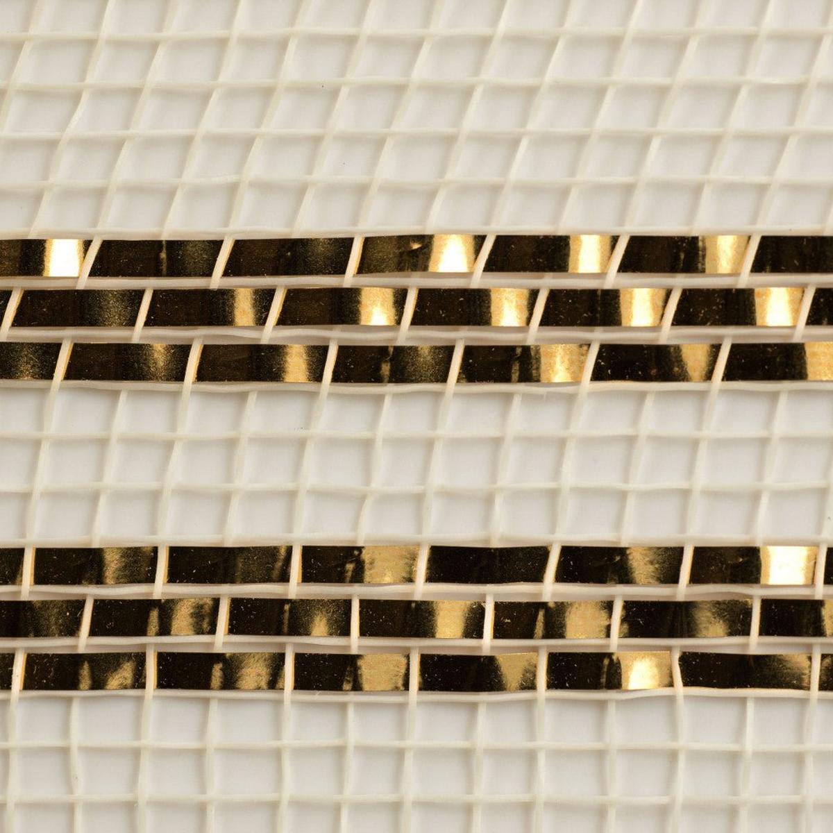 Shop For 10" Border Stripe Metallic Mesh Ribbon: Cream (10 Yards) at Michelle's aDOORable Creations