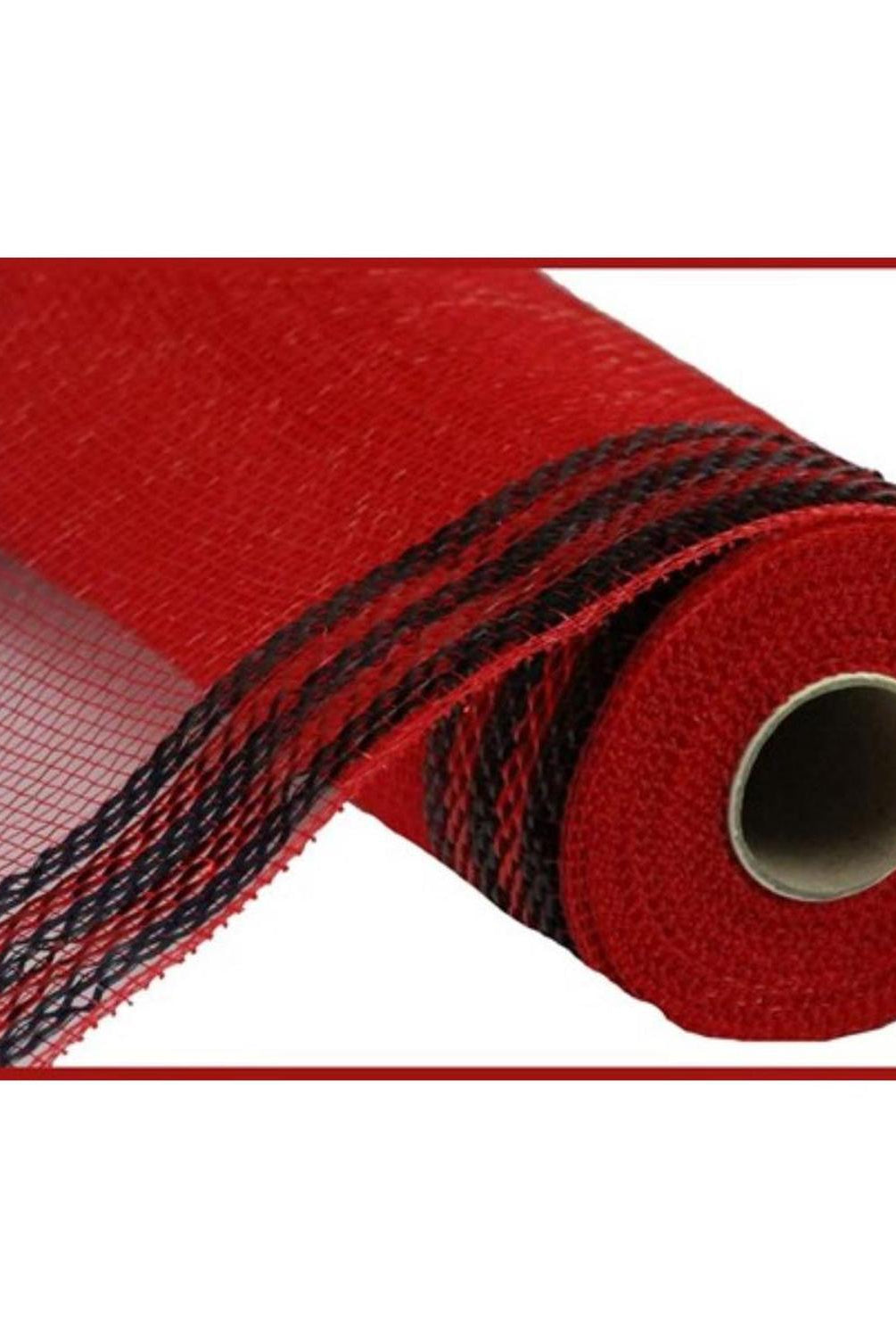 10" Border Stripe Metallic Mesh Ribbon: Red/Black (10 Yards)