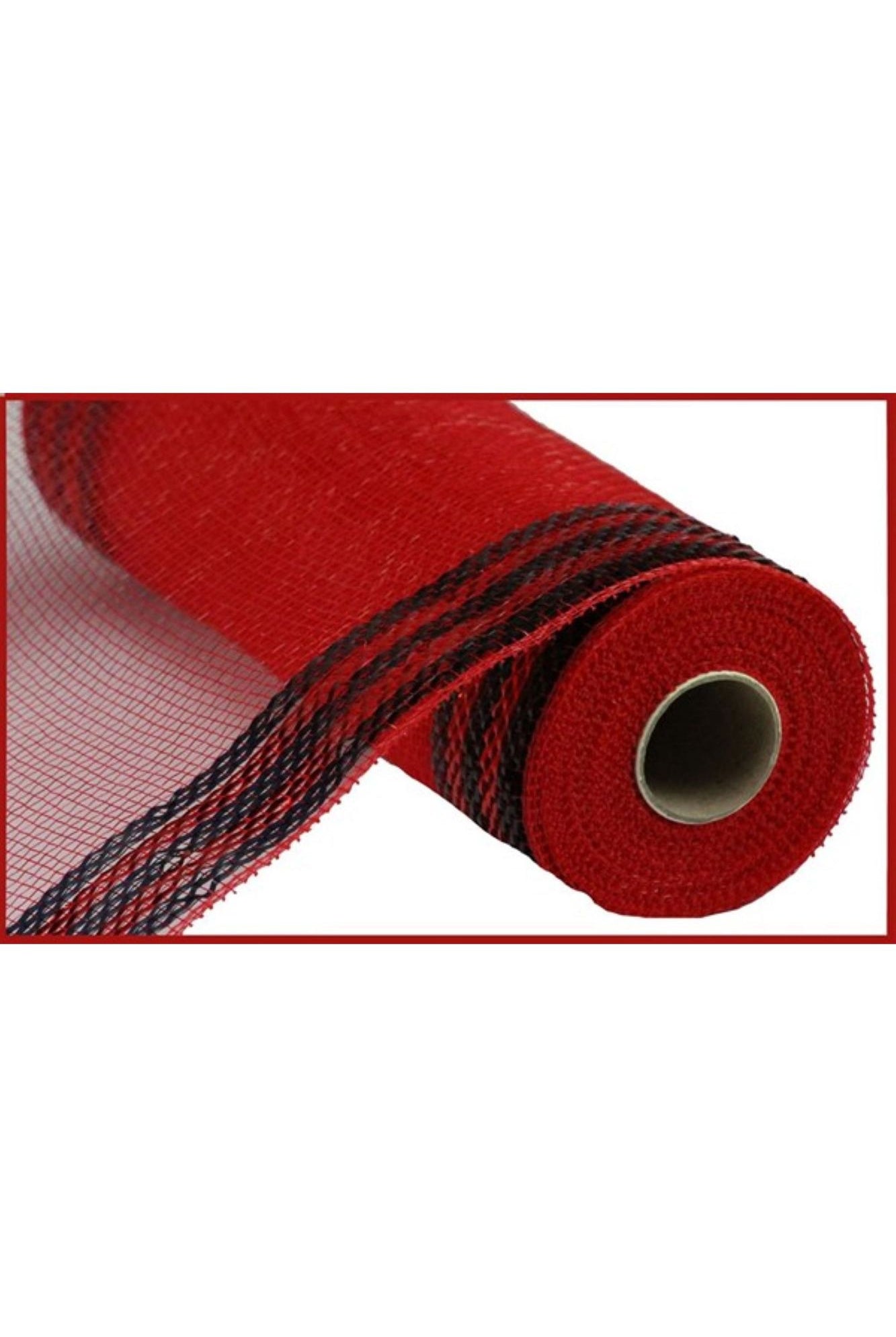10" Border Stripe Metallic Mesh: Red/Black (10 Yards) - Michelle's aDOORable Creations - Poly Deco Mesh
