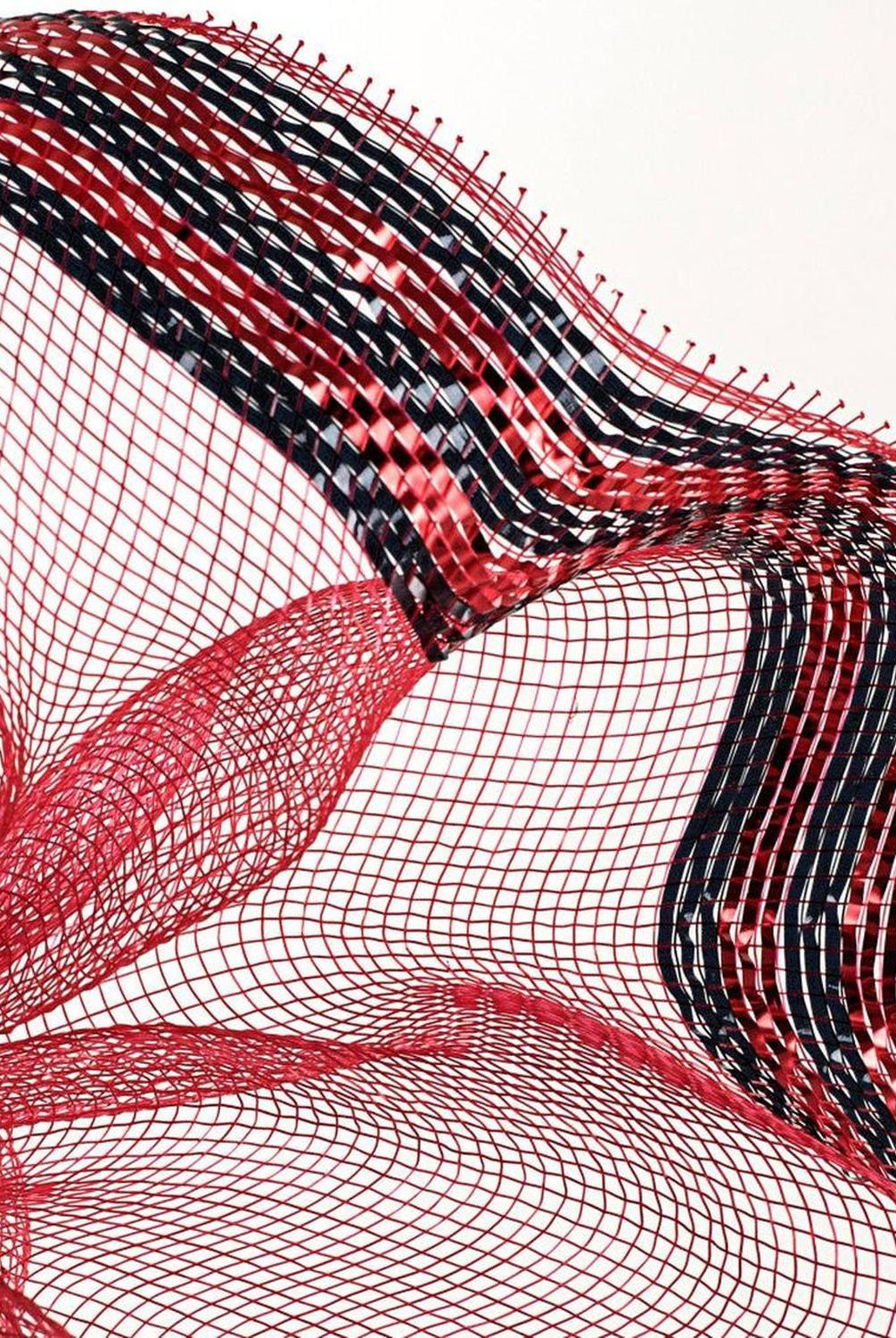 10" Border Stripe Metallic Mesh Ribbon: Red/Black (10 Yards)