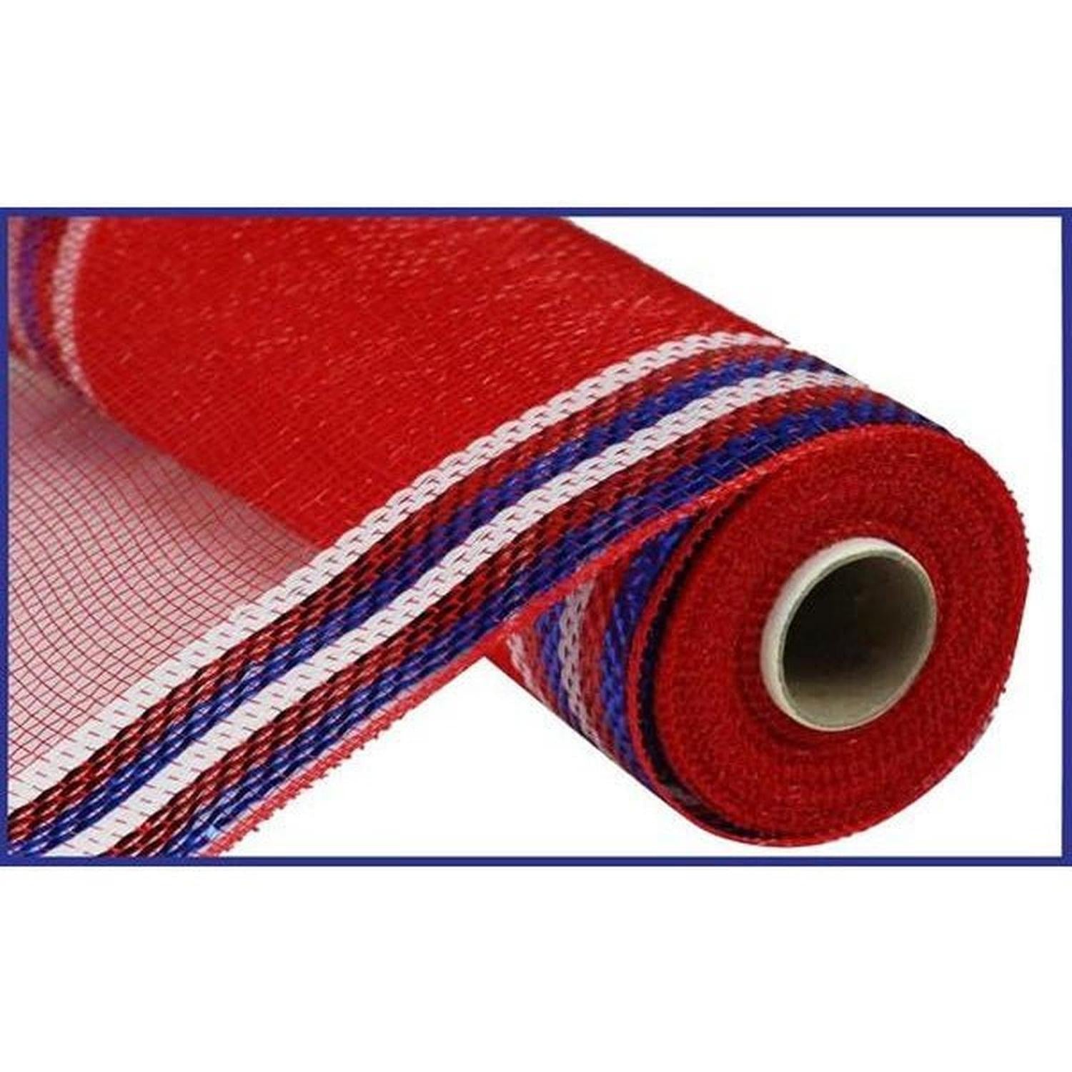 Shop For 10" Border Stripe Metallic Mesh Ribbon: Red/White/Blue (10 Yards) at Michelle's aDOORable Creations