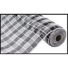 Shop For 10" Metallic Check Mesh Ribbon: Black & White Plaid (10 Yards) at Michelle's aDOORable Creations