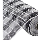 Shop For 10" Metallic Check Mesh Ribbon: Black & White Plaid (10 Yards) at Michelle's aDOORable Creations