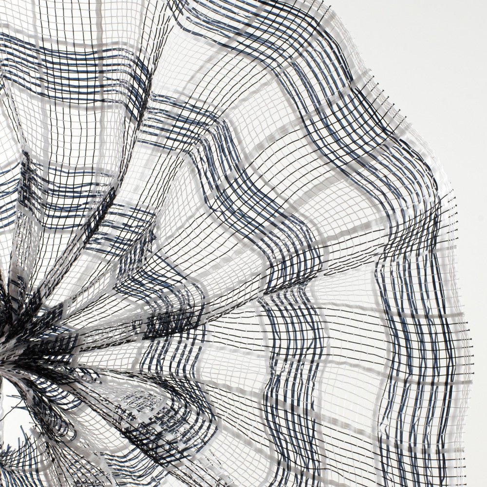 Shop For 10" Metallic Check Mesh Ribbon: Black & White Plaid (10 Yards) at Michelle's aDOORable Creations