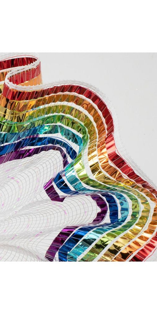 10" Metallic Foil Border Mesh: Rainbow (10 Yards) - Michelle's aDOORable Creations - Poly Deco Mesh