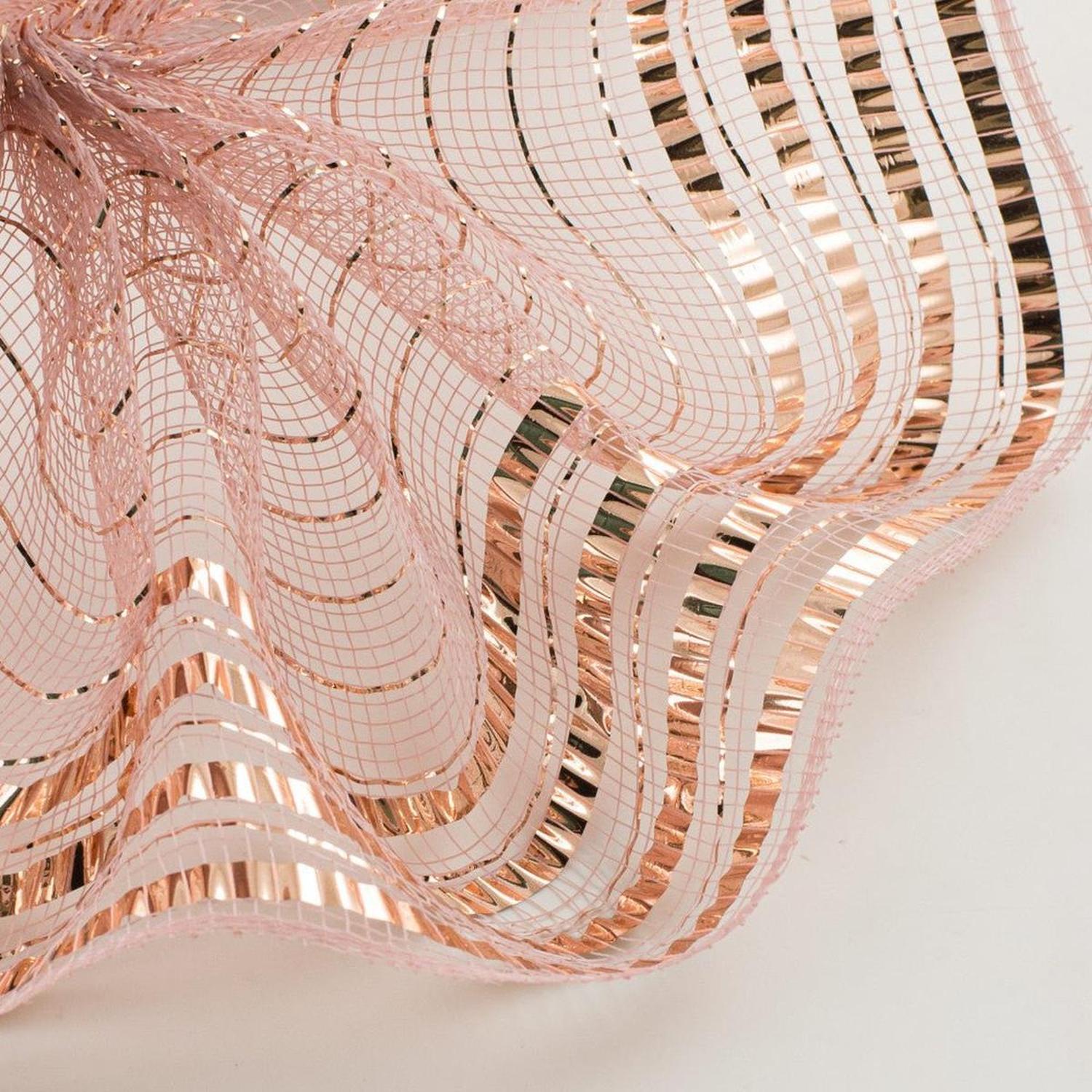 10" Metallic Foil Border Mesh Ribbon: Rose Gold (10 Yards)
