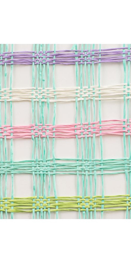 10" Plaid Poly Burlap Mesh: Mint/White/Pink - Michelle's aDOORable Creations - Poly Deco Mesh