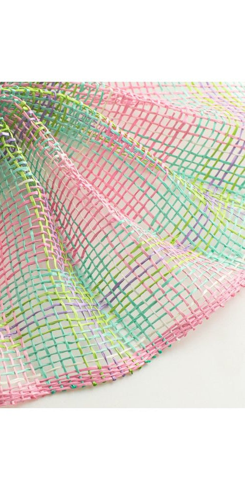 10" Plaid Poly Burlap Mesh: Pink/Turquoise/Lavender - Michelle's aDOORable Creations - Poly Deco Mesh