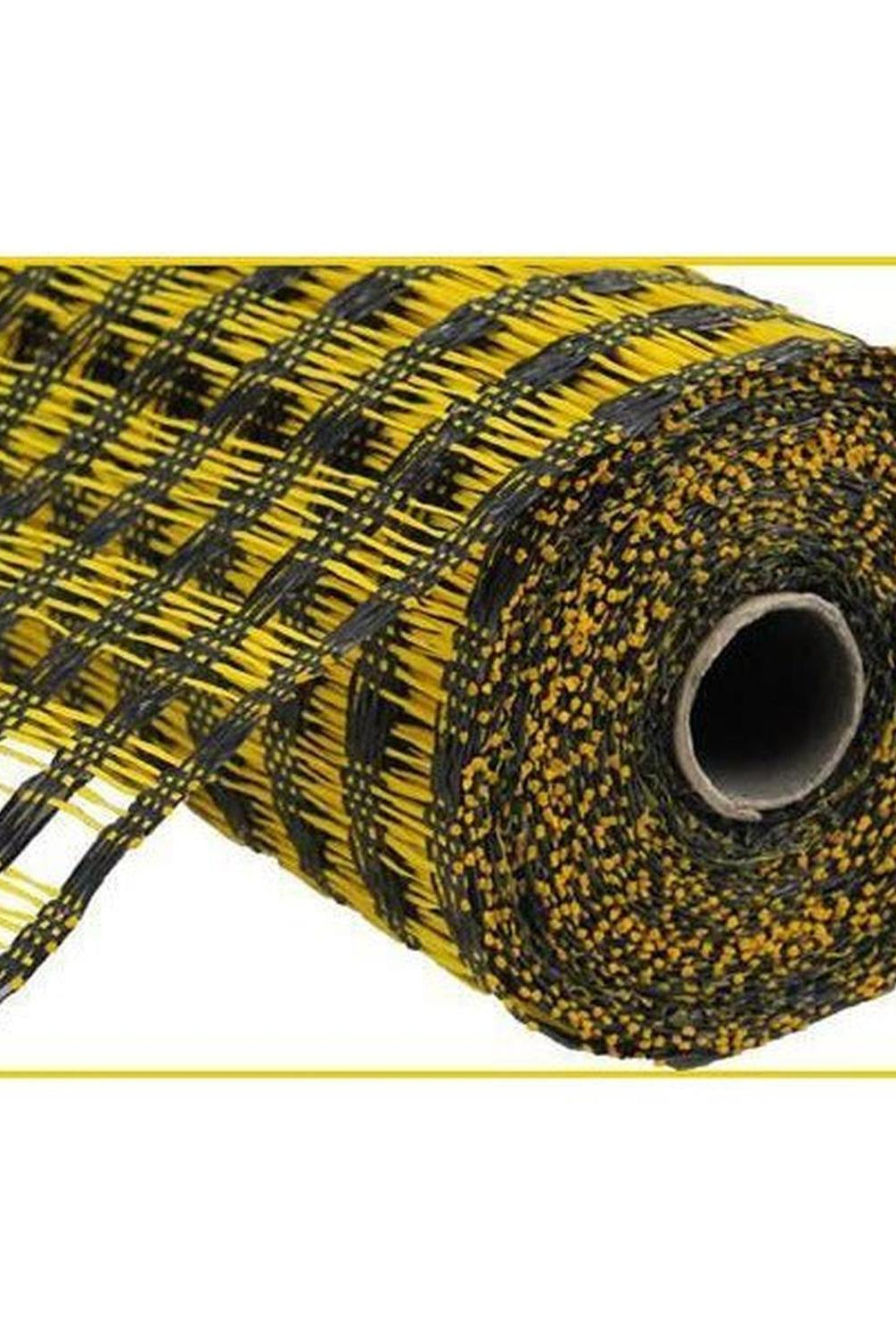 10" Poly Burlap Check Mesh Ribbon: Black & Yellow