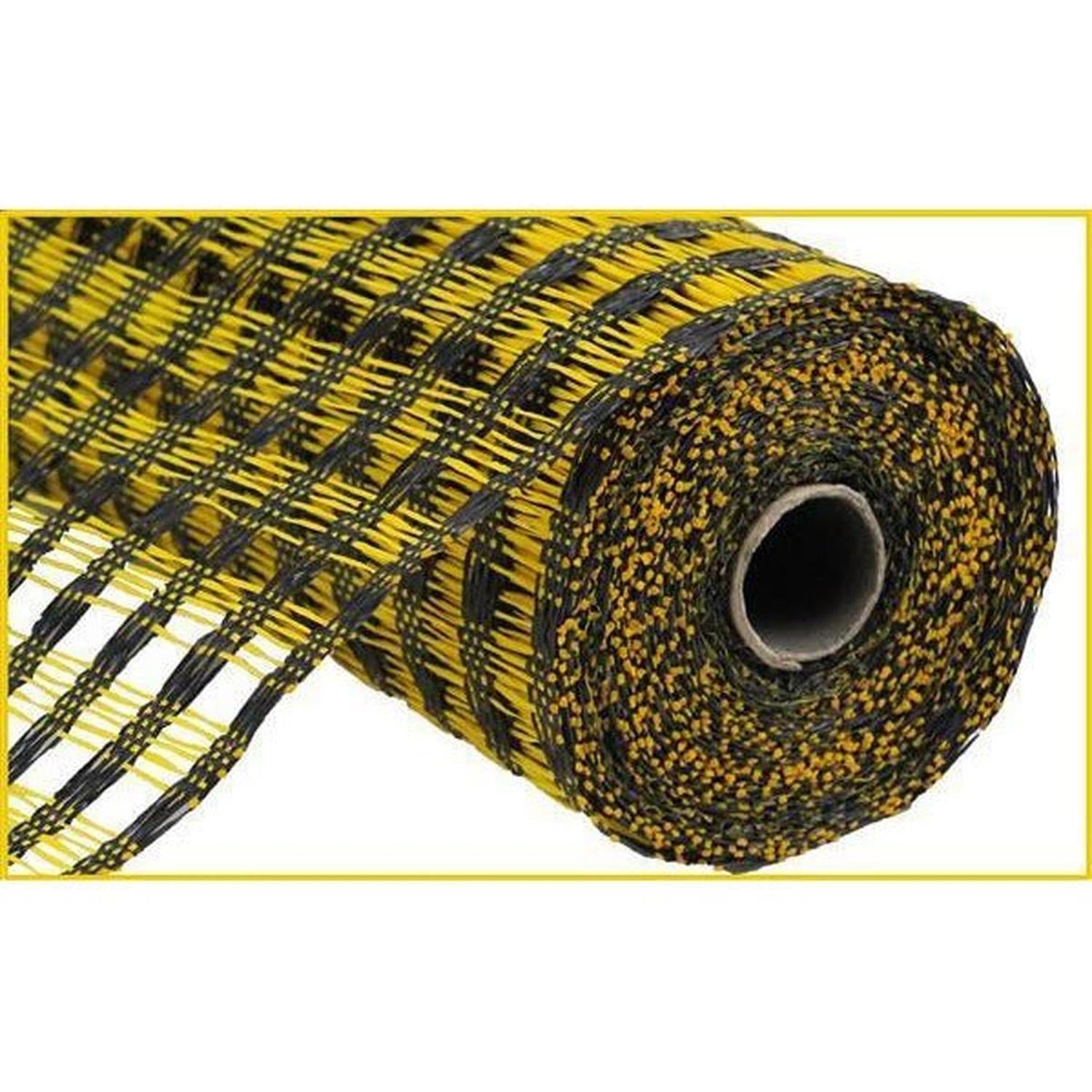 Shop For 10" Poly Burlap Check Mesh Ribbon: Black & Yellow at Michelle's aDOORable Creations
