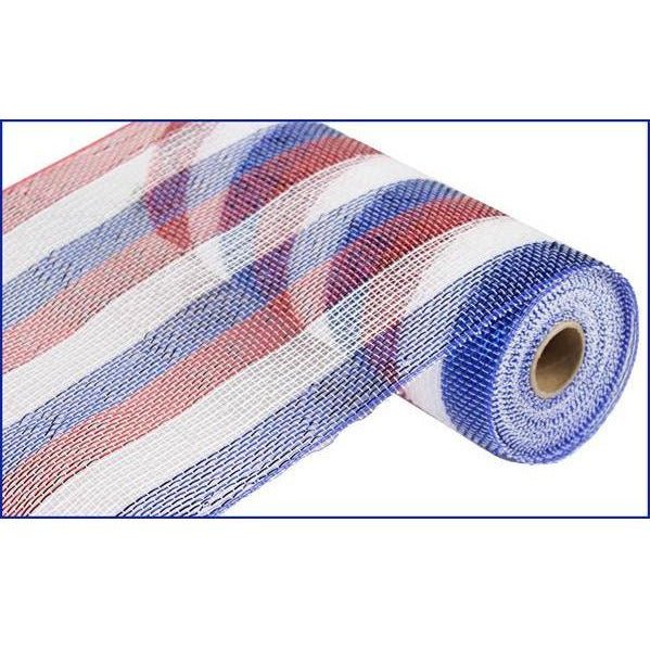 Shop For 10" Poly Deco Mesh Ribbon: Deluxe Stripe Patriotic at Michelle's aDOORable Creations