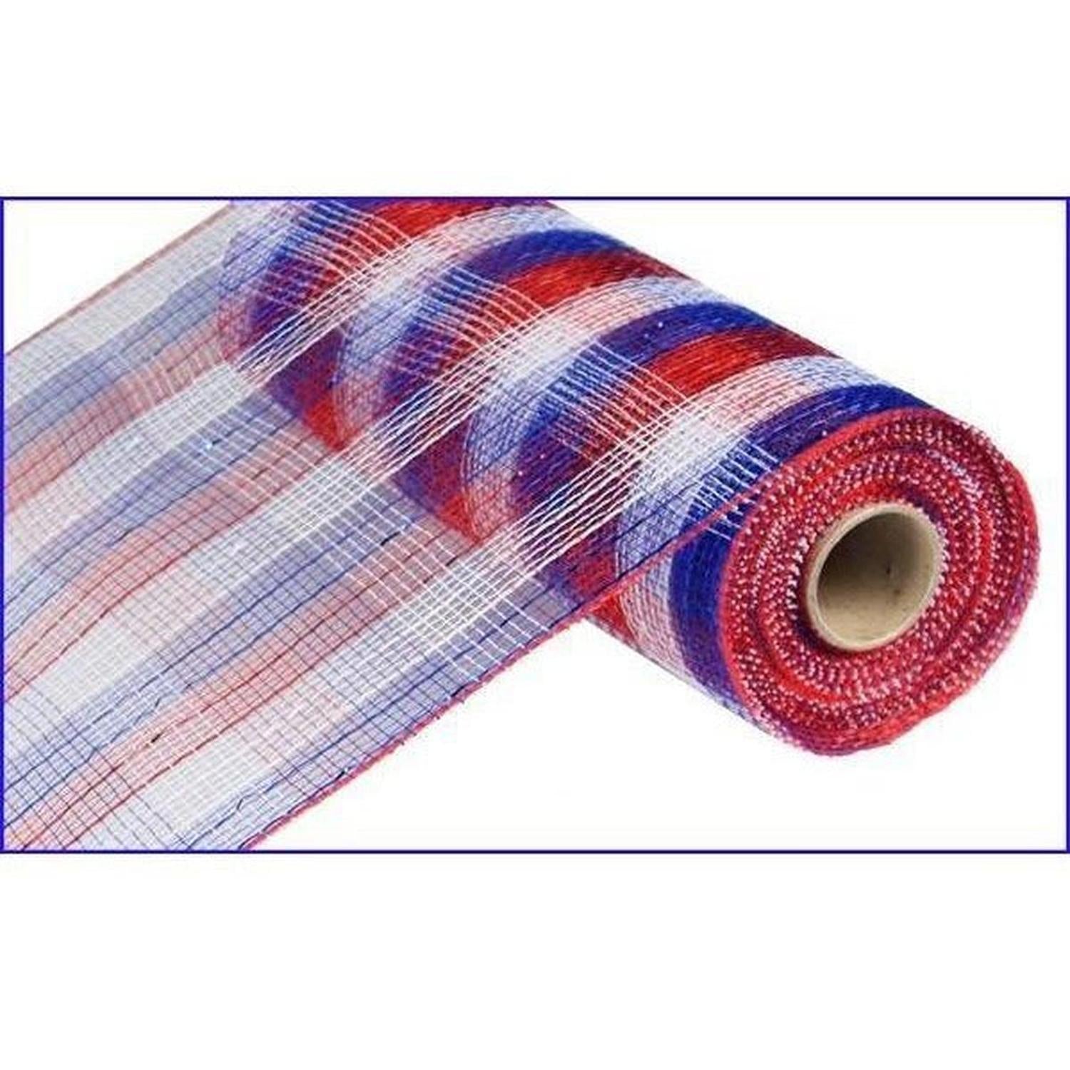 Shop For 10" Red White Blue Plaid Poly Deco Mesh Ribbon at Michelle's aDOORable Creations