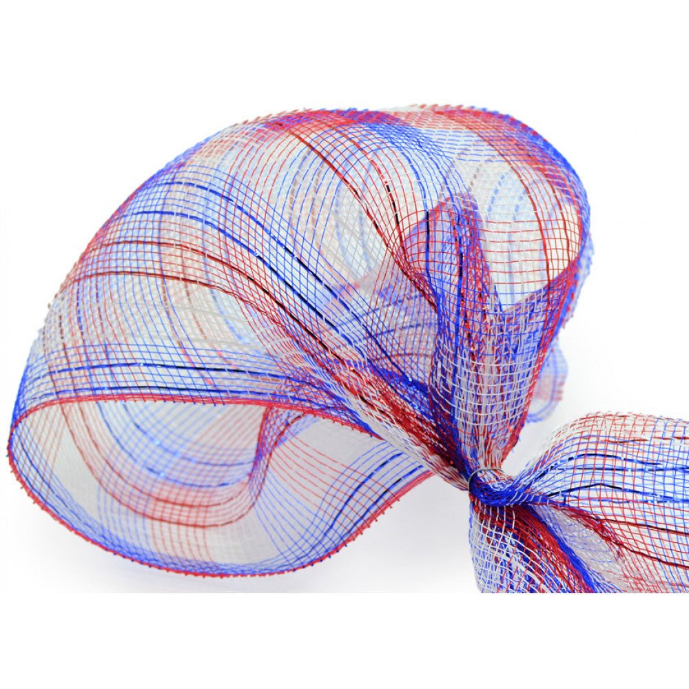 Shop For 10" Red White Blue Plaid Poly Deco Mesh Ribbon at Michelle's aDOORable Creations