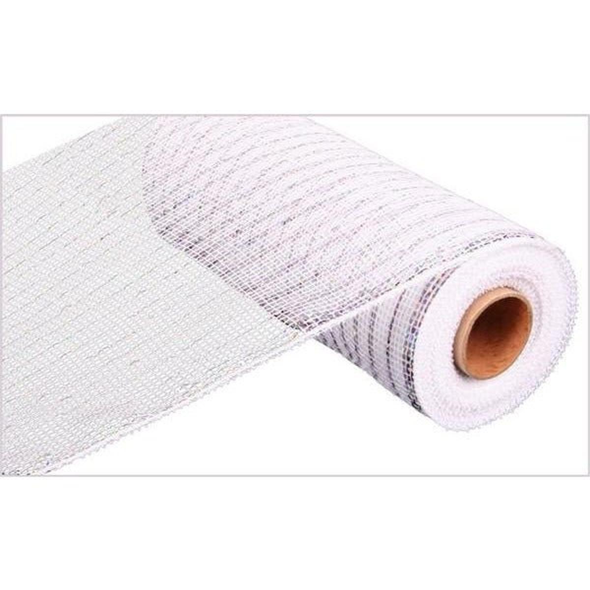 Shop For 10" Value Deco Mesh Ribbon: White/Silver Foil at Michelle's aDOORable Creations