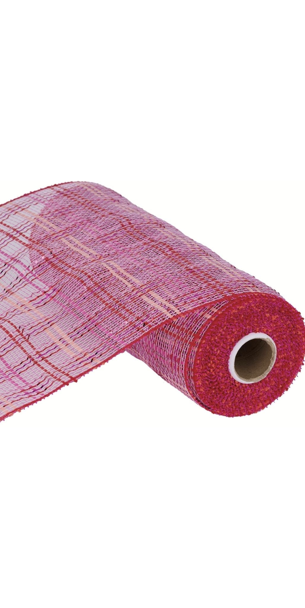 10" Vertical Foil Plaid Mesh: Pink and Red (10 Yards) - Michelle's aDOORable Creations - Poly Deco Mesh